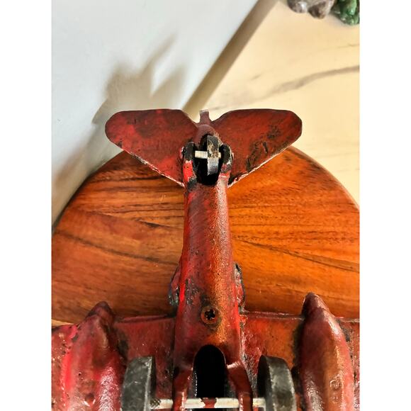 Vintage Cast Iron Red Airplane • Twin Engine • Heavy Antique Style Model Plane - Picture 14 of 16